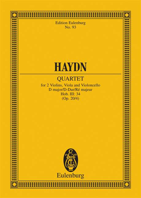 Haydn: String Quartet D major Opus 20/4 Hob. III: 34 (Study Score) published by Eulenburg